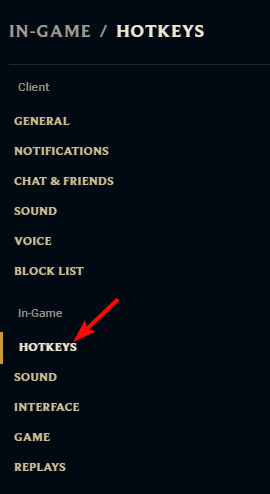 Окно настроек, пункт Hotkeys подсвечен