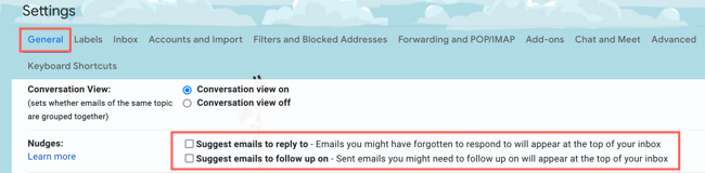 Go to General, Nudges to disable the feature