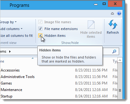 Отображение скрытых элементов в Проводнике