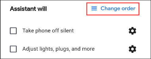 изменение порядка команд ассистента