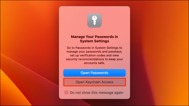 Выбрать Open Keychain Access