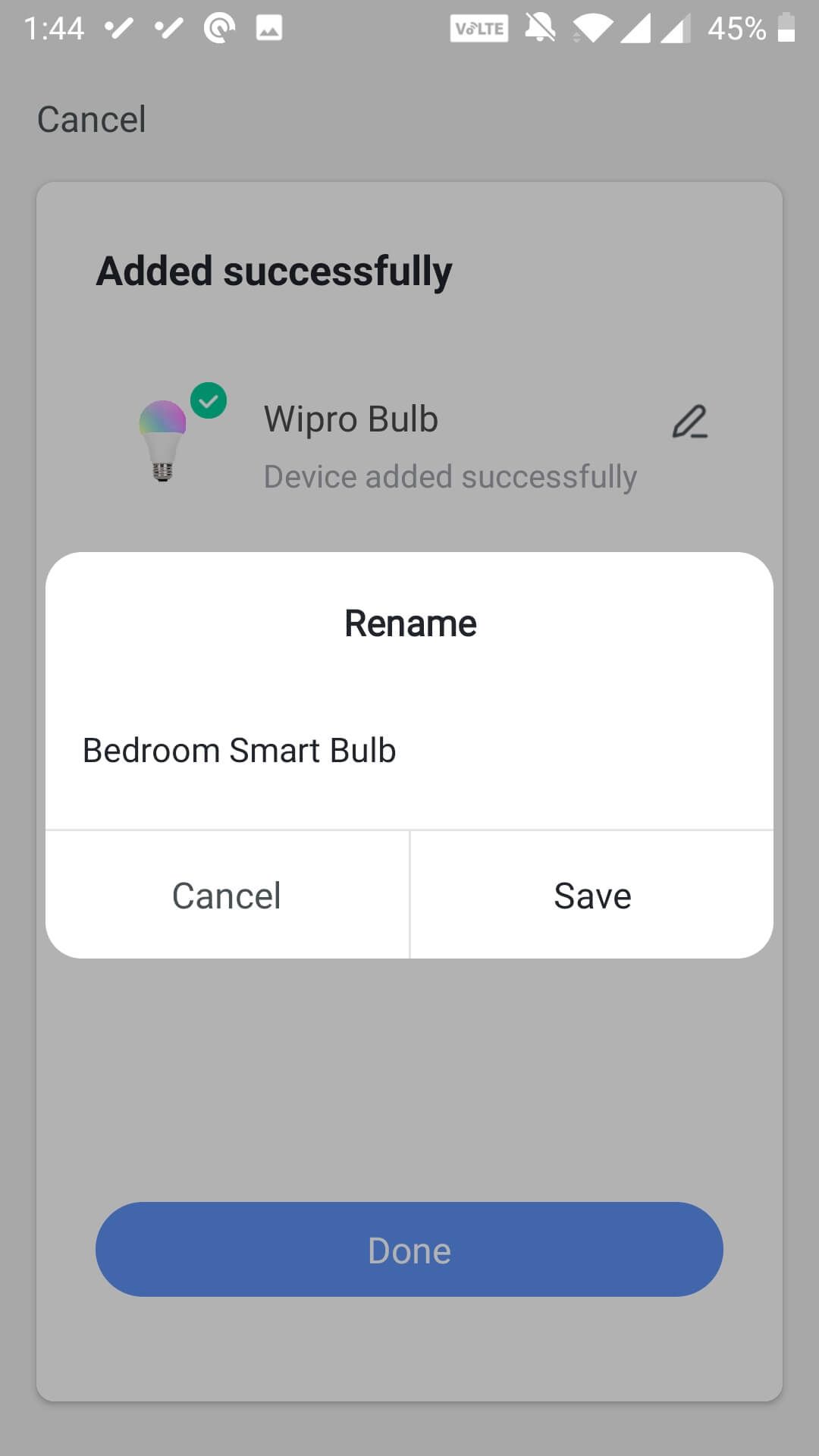 имя и сохранение устройства в Smart Life