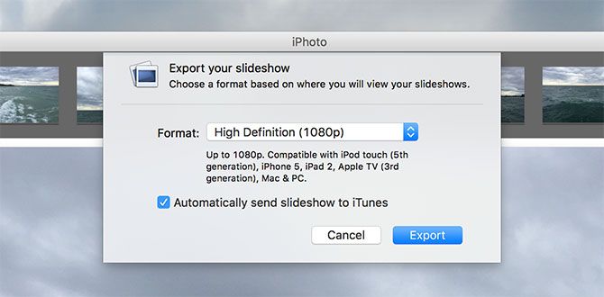 Экспорт слайдшоу из iPhoto