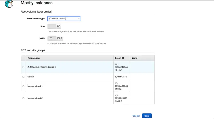 Настройки экземпляра EC2
