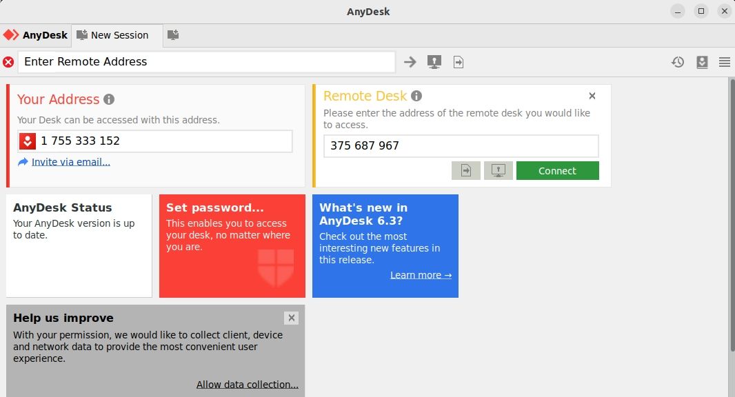 Подключение к системе удалённо с помощью AnyDesk
