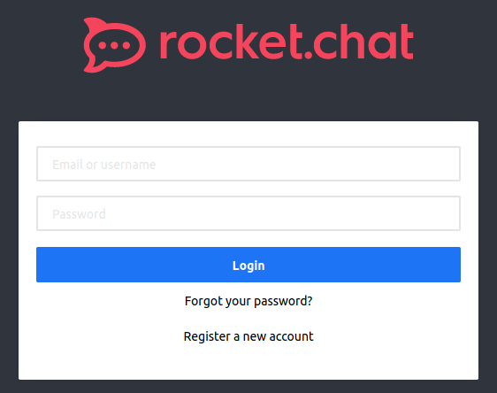 Экран входа в десктопный клиент Rocket.Chat