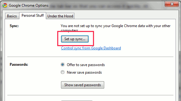 Настройка синхронизации Google Chrome