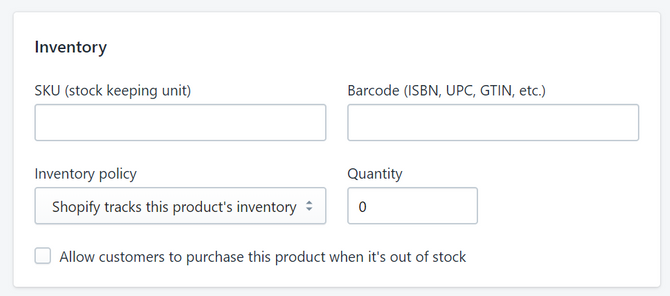 Управление запасами в Shopify
