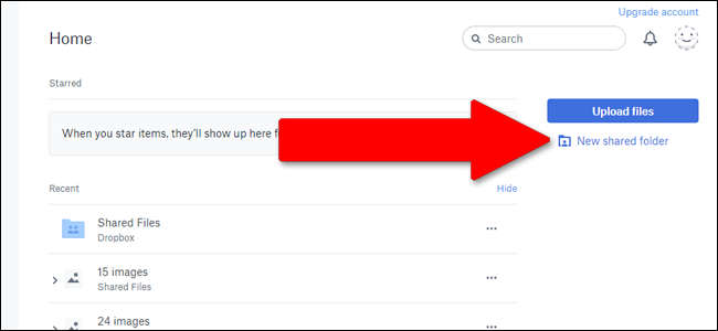 Окно создания общей папки в Dropbox