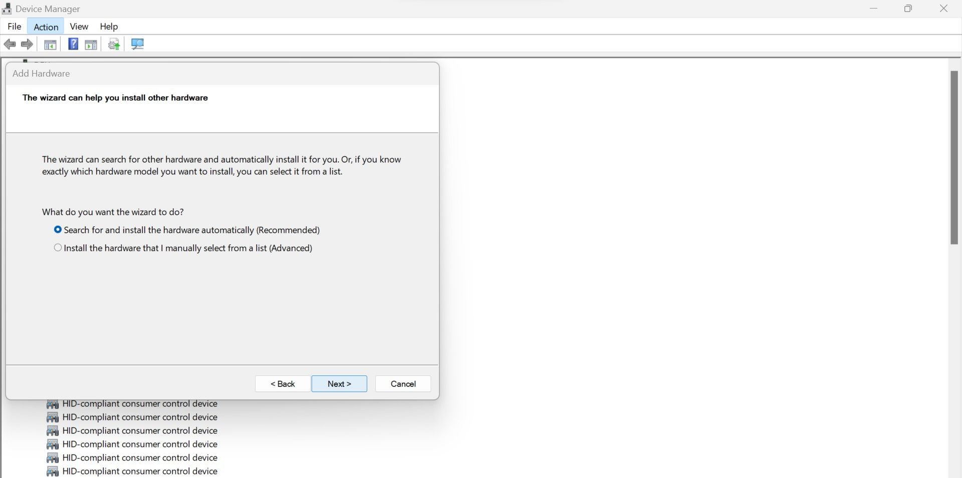 Поиск и установка оборудования автоматически