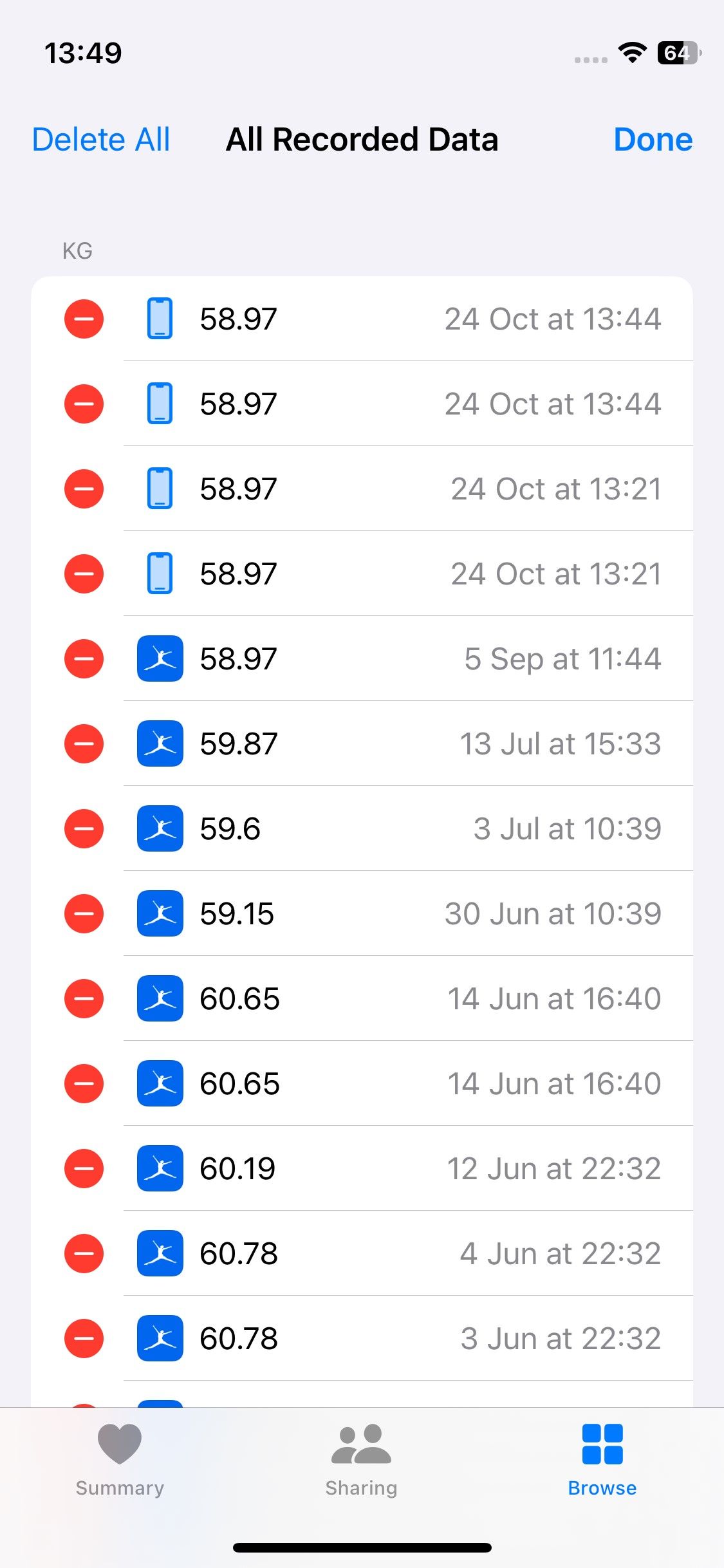 Удаление всех сохранённых данных в приложении Health