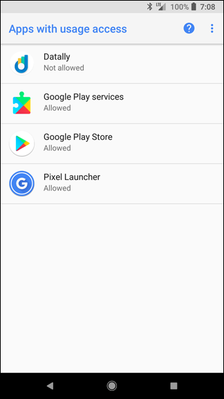 Разрешения для приложения Datally