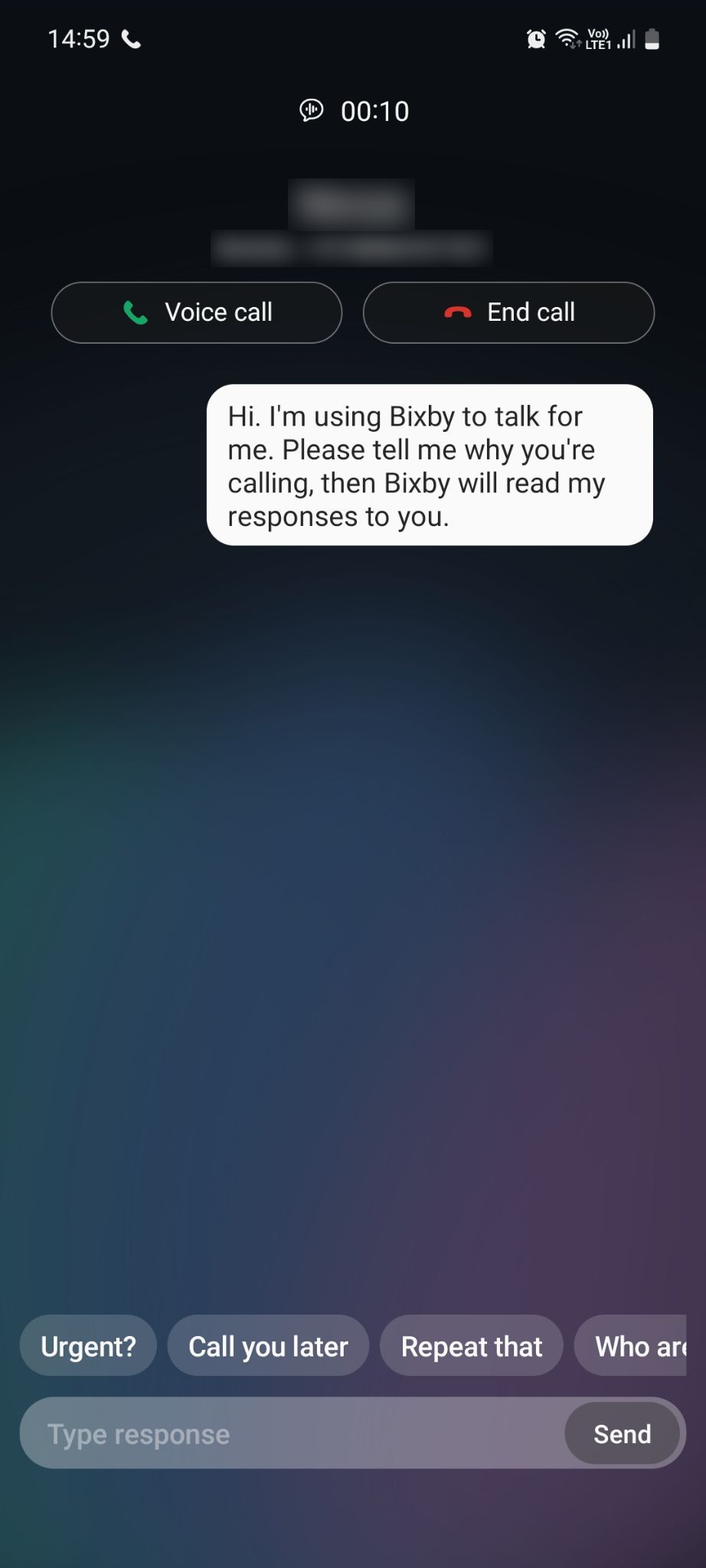 Транскрипт разговора через Bixby Text Call