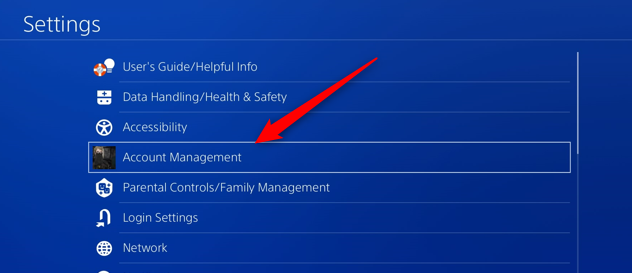 Выберите «Управление учётной записью» (Users and Accounts на PS5)