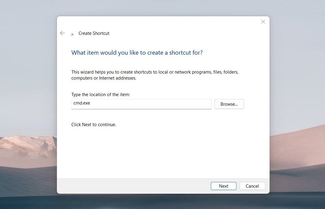 Создание сочетания клавиш для Командной строки