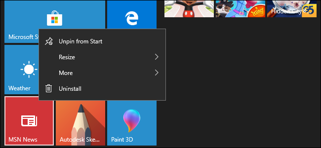 Плитки меню «Пуск» с живыми обновлениями новостей и погоды