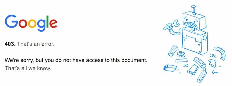 Пример страницы ошибки 403 от Google