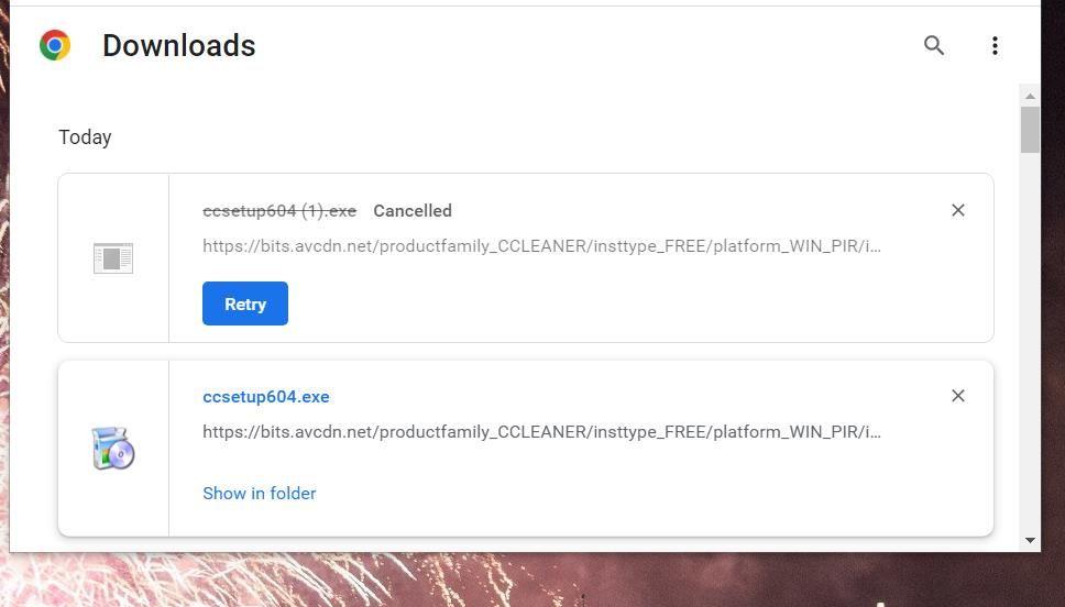 Вкладка Загрузки в браузере