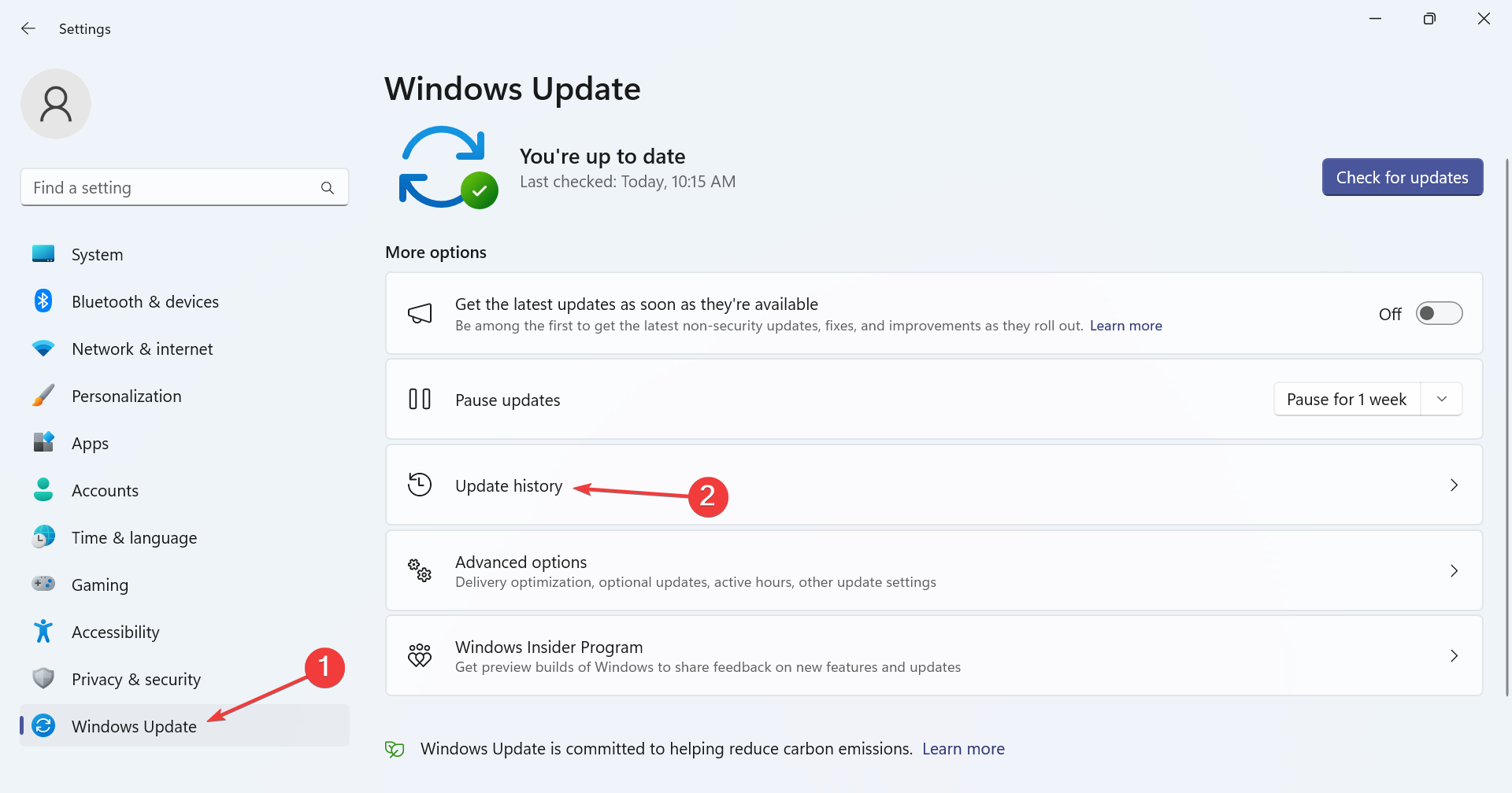 Журнал обновлений Windows