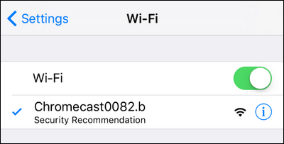 Список Wi‑Fi сетей с временной сетью Chromecast0082.b