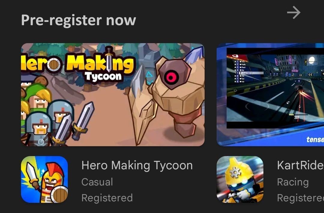 Раздел предрегистрации в Google Play Store