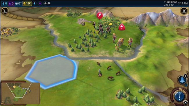 Игра Civilization 6 на Nintendo Switch без увеличения