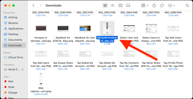 Откройте zip‑архив SD Card Formatter