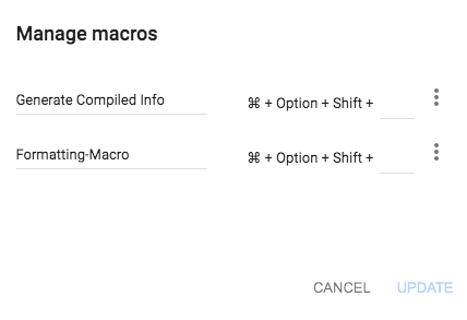 управление макросами в Google Таблицах