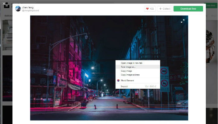 Сохранение изображения из Интернета — пример правого клика и контекстного меню