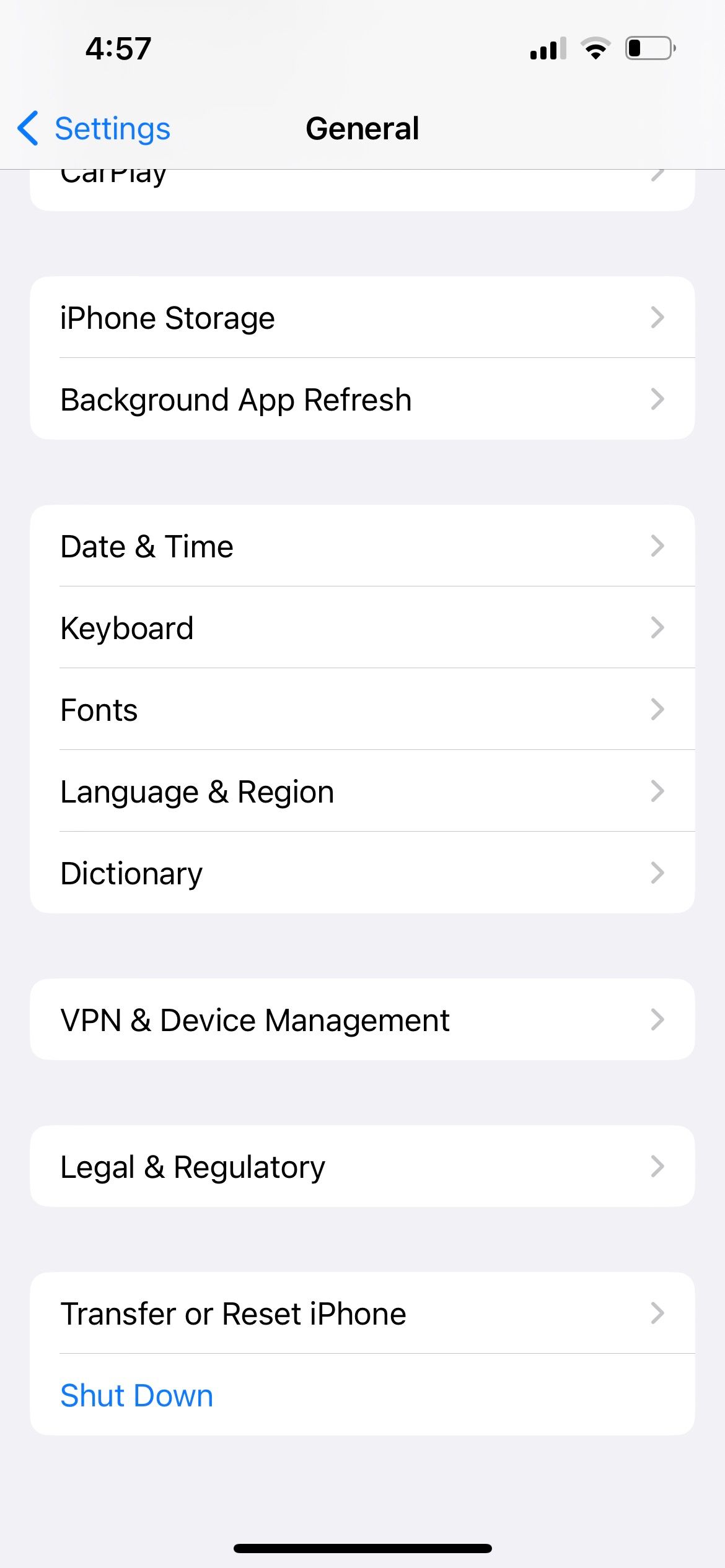 iPhone: общие настройки