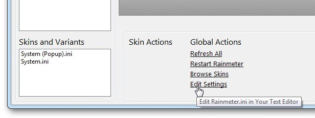 Опция Edit Settings в RainBrowser