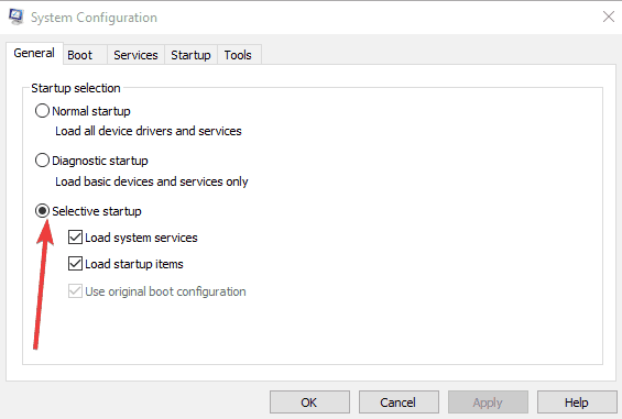 Опции выборочного запуска