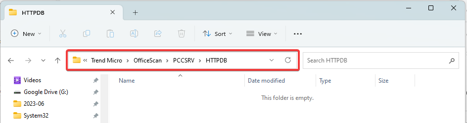 Папка HTTPDB с временными .TMP файлами
