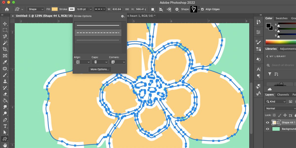 Пунктирная толстая обводка вокруг фигуры