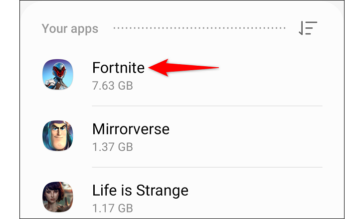 Выберите приложение.