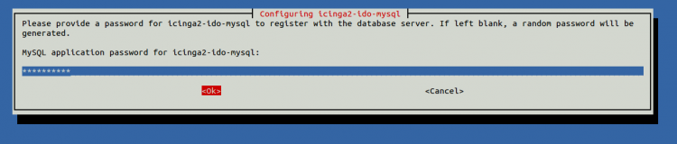 Ввод пароля приложения Icinga2 при установке ido-mysql