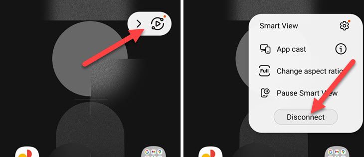 Отключение трансляции Smart View