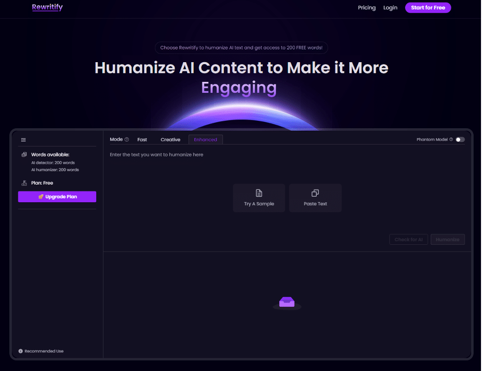 Иллюстрация: окно Rewritify AI с кнопкой Humanize