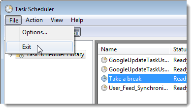 Закрытие Планировщика заданий
