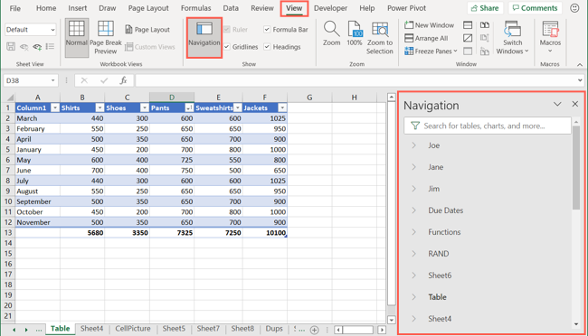 Панель навигации в Excel: быстрое руководство