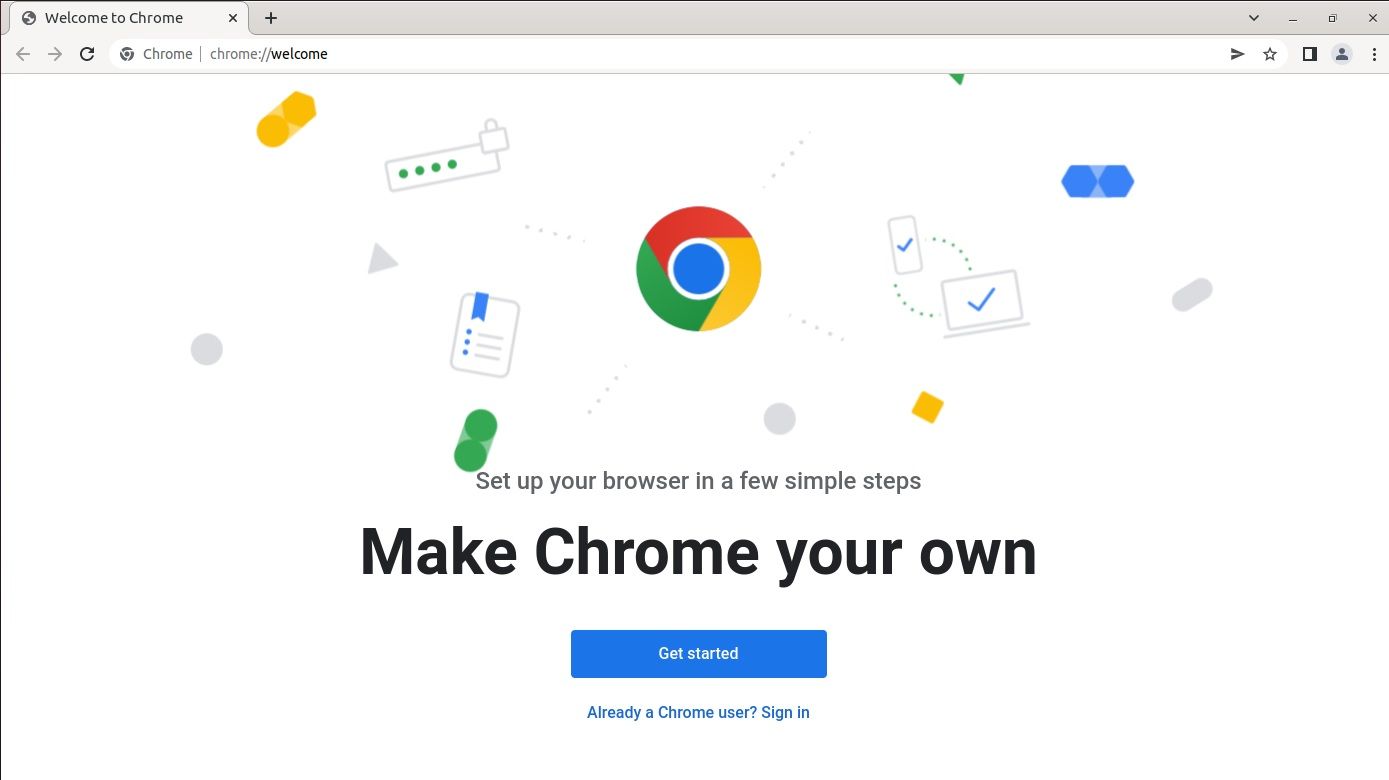 Начальный экран Google Chrome после установки