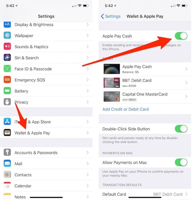 Интерфейс настройки Apple Pay Cash в iPhone: экран подтверждения личности