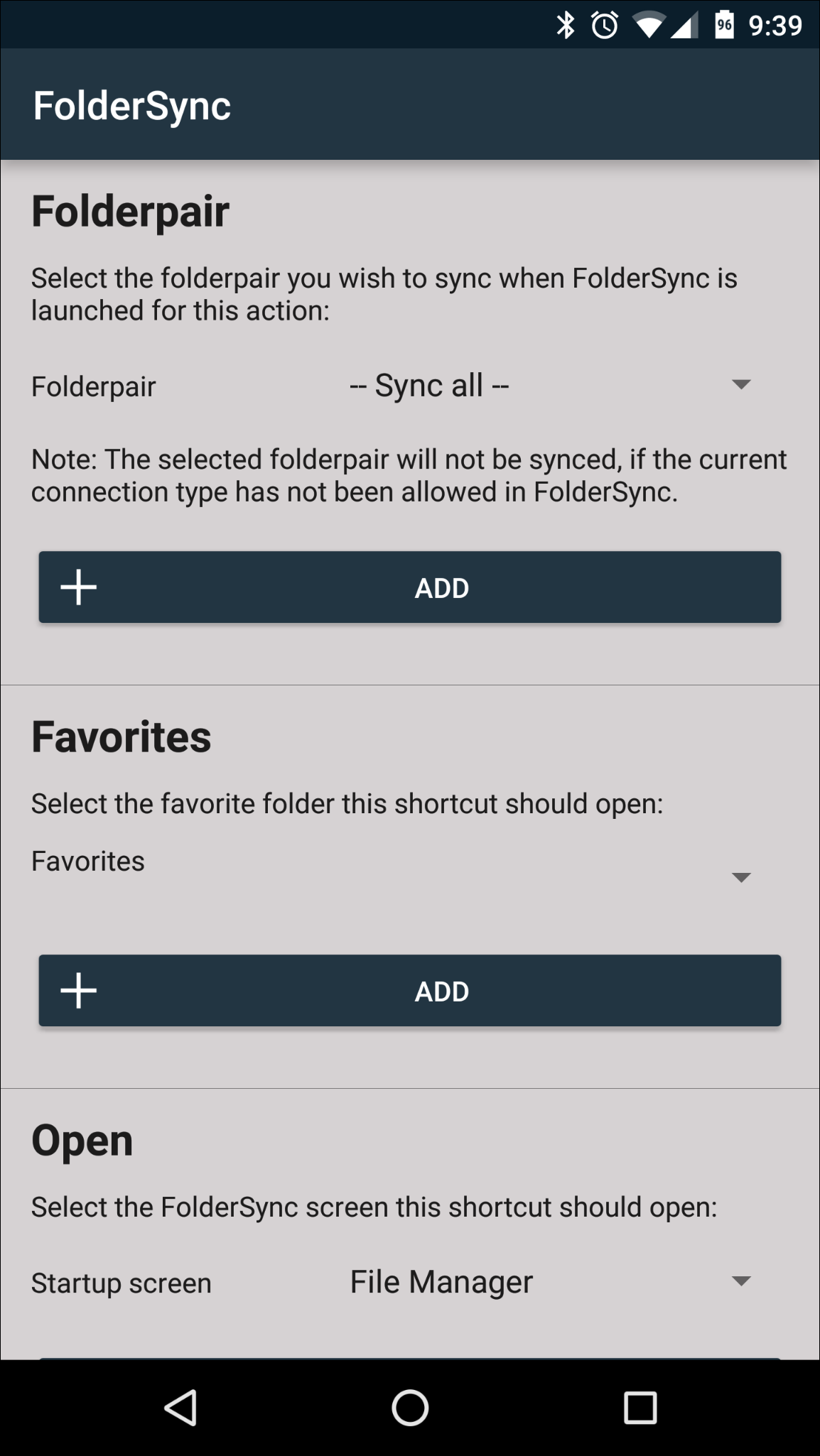 Пользовательский ярлык FolderSync