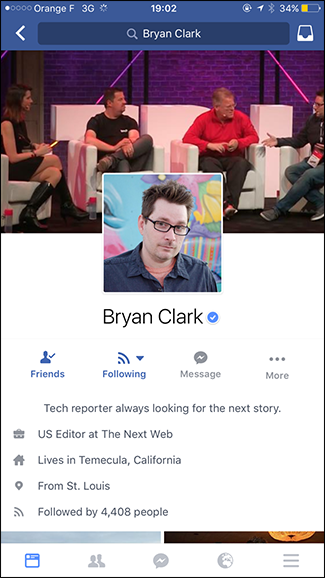 Мобильный профиль: кнопка «Ещё»