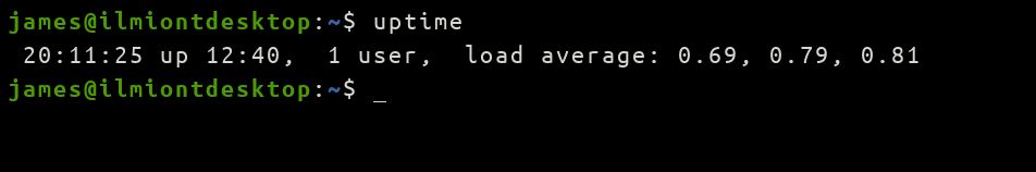 Скриншот команды uptime в Linux