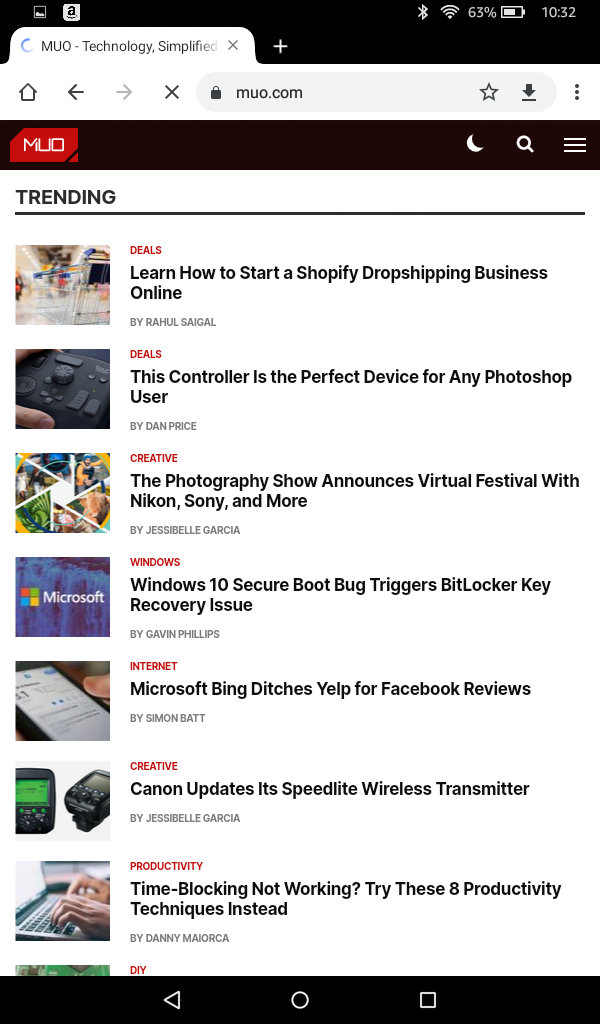 Вход в Chrome на планшете