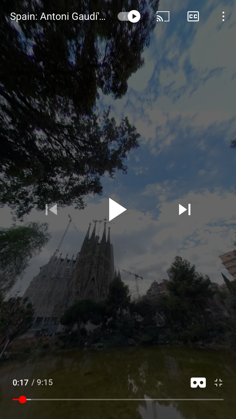 Видео YouTube воспроизводится в VR