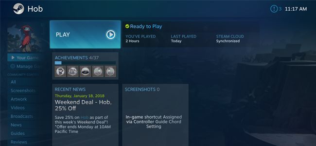 Выбор игры в Big Picture Mode