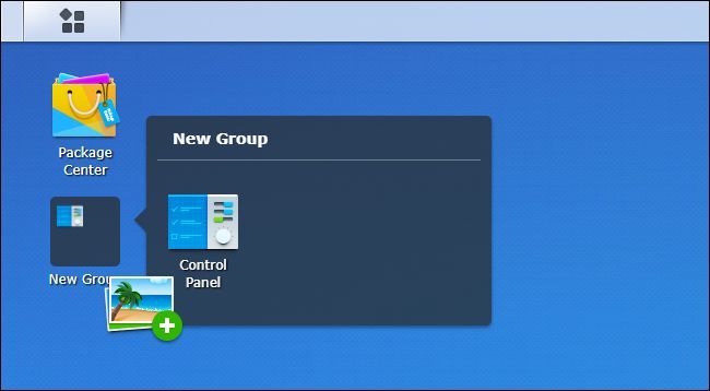 Создание и переименование группы ярлыков на рабочем столе DSM