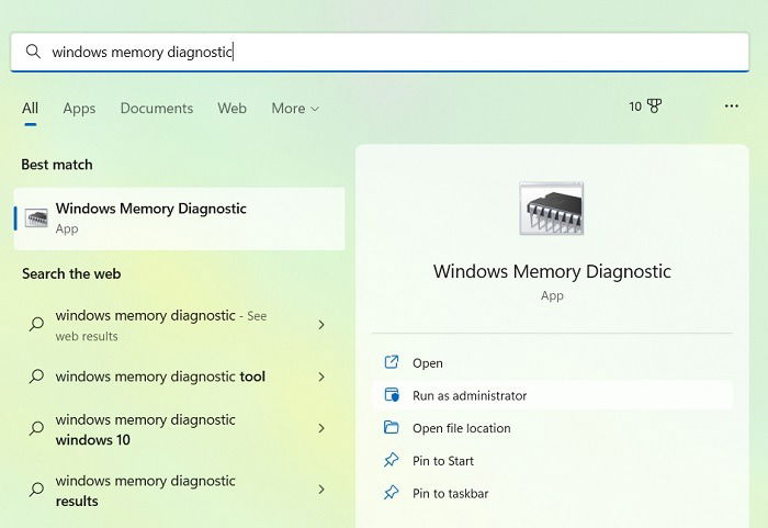 Запуск Windows Memory Diagnostic